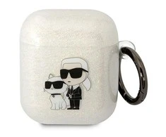 Apple AirPods Karl Lagerfeld Gliter Karl&amp;Choupette (KLA2HNKCTGT) ausinių dėklas skaidrus