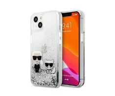 Dėklas Karl Lagerfeld iPhone 13 Pro Max 6,7'' KLHCP13XGKCS sidabrinis Liquid Glitter Karl-Choupette