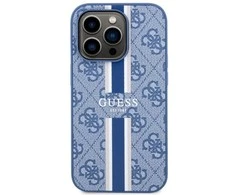 Guess telefono dėklas iPhone 14 Pro 6,1 GUHMP14LP4RPSB mėlynas hardtelefono dėklas Magsafe 4G Printed Stripes