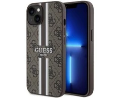 Dėklas GUESS GUHMP14MP4RPSW IPHONE 14 PLUS / 15 PLUS 6.7 "BROWN / BROWN HARDCASE 4G PRINTED STRIPES MAGSAFE