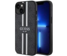 Guess telefono dėklas iPhone 14 Plus 6,7 GUHMP14MP4RPSK juodas hartelefono dėklas Magsafe 4G Printed Stripes