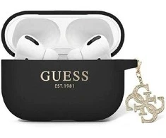 Apple AirPods Pro 2 Guess Cover Liquid silikoninis Glitter Triangle Charm (GUAP2LECG4K) ausinių dėklas juodos spalvos