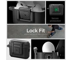 Dėklas Spigen Lock Fit, matinė juoda - AirPods Pro 2