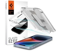 Spigen grūdintas stiklas GLAS.TR "EZ FIT" 2 paketas, skirtas iPhone 13 / 13 PRO / 14 / 16E 6,1" Aišku
