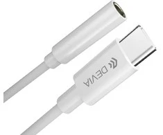 Devia adapter EC608 USB-C - jack 3,5mm baltos spalvos