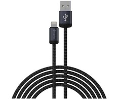 Devia kabelis Gracious EC650 USB - USB-C 1,0 m 2,4A juodos spalvos