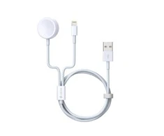 Devia kabelis 2in1 Smart EA199 USB - Lightning baltos splvos su indukciniu pakroveju Apple Watch