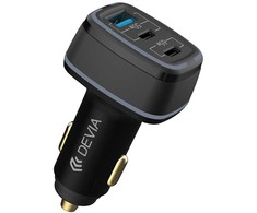 Devia automobilinis įkroviklis Extreme 115W 2x USB-C 1x USB juodos spalvos