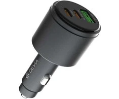 Devia automobilinis įkroviklis Extreme Metal PD QC 116W 1x USB 2x USB-C juodos spalvos