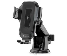 Devia automobilinis laikiklis EA497 with wireless inductive charger juodos spalvos 15W with suction cup