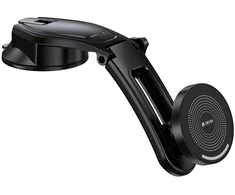 Devia car holder Pro1 X15 with wireless inductive charger Qi 15W juodas with succion cup for Magsafe
