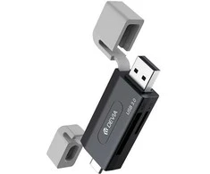 Devia atminties kortelių skaitytuvas 2in1 EL240 USB/USB-C 3.0 juodos spalvos