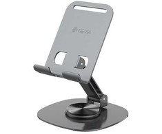 Devia sulankstomas telefono ir planšetės stovas EL243, besisukantis 360°, pilkas, metalinis