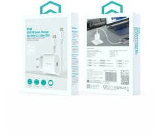 TFO Devia wall charger Pro6 QC 1xUSB-C 20W + USB-C-Lightning cable baltas