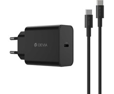 Devia laidinis įkroviklis Rocket PD 45W 1x USB-C juodos spalvos+ kabelis USB-C - USB-C