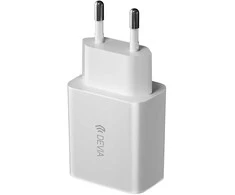 Devia sieninis įkroviklis Smart 2x USB 2,4A baltas + Lightning laidas