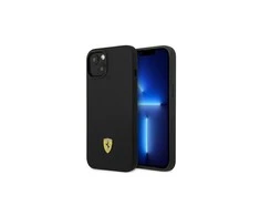 Apple iPhone 14 Ferrari dėklas Silicone Metal Logo juodos spalvos