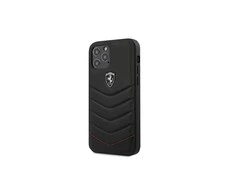 Ferrari FEHQUHCP12LBK Apple iPhone 12 Pro Max 6,7″ juodos spalvos kietas dėklas Off Track Quilted