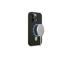 Dėklas Ferrari FESSIHMP14XBK iPhone 14 Pro Max 6.7" juoda/juodas hardcase Silicone Metal Logo Magsafe