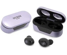 Guess GUTWST31EU TWS Bluetooth ausinės + įkrovimo stotelė violetinės spalvos