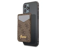 Dėklas GUESS WALLET CASE FOR MAGSAFE 4G GRAY CARDS BROWN