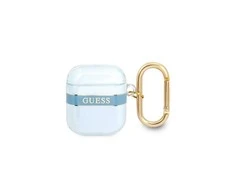 Apple AirPods ausinių dėklas Guess AirPods Strap Collection (GUA2HHTSB) mėlynos spalvos