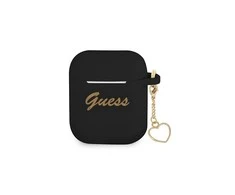 Guess dėklas Airpods 3 GUA3LSCHSK juodam silikoniniam širdies žavesiui