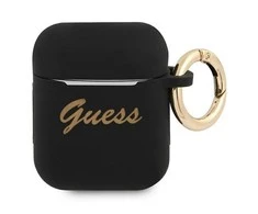 Guess telefono dėklas AirPods GUA2SSSK juodas Silikoninis Vintage Script