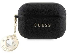 Apple AirPods Pro ausinių dėklas 2 Guess Fixed Glitter Heart Diamond Charm (GUAP2PGEHCDK) juodos spalvos
