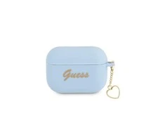 Apple AirPods Pro Guess silikoninis Charm Heart Collection (GUAPLSCHSB) ausinių dėklas mėlynos spalvos