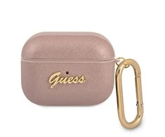Dėklas GUESS GUAPSASMP AIRPODS PRO COVER Rožinis/Rožinis SAFFIANO SCRIPT METAL COLLECTION