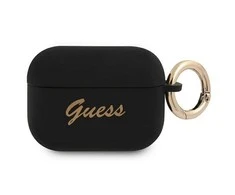 Guess dėklas, skirtas AirPods Pro GUAPSSSK juodos spalvos Silikoninis Vintage Script