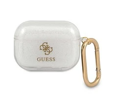 Dėklas GUESS GUAPUCG4GT AIRPODS PRO dangtelis permatomas blizgučiais
