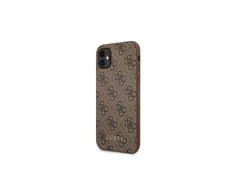 Apple iPhone 11 Guess Dėklas 4G Metal Gold Logo (GUHCN61G4GFBR) rudos spalvos