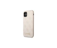 Guess GUHCN61G4GFPI Apple iPhone 11 6,1" rožinis kietasis dėklas 4G metalinis auksinis logotipas
