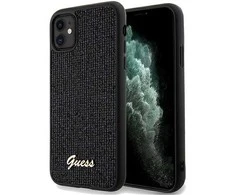 Guess GUHCN61PMSDGSK Apple iPhone 11 / Xr 6.1″ juodos spalvos kietas dėklas Disco Metal Script