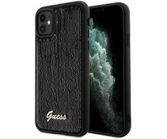 Apple iPhone 11 / XR Guess dėklas Sequin Script Metal (GUHCN61PSFDGSK) juodos spalvos