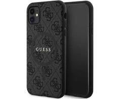 Dėklas GUESS GUHMN61G4GFRK IPHONE 11 6.1 " / XR Juodas / Juodas HARDCASE 4G COLLECTION LEATHER METAL LOGO MAGSAFE