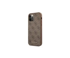 Apple iPhone 12 / 12 Pro Guess Dėklas 4G Metal Gold Logo (GUHCP12MG4GFBR) rudos spalvos