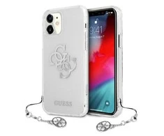 Apple iPhone 12 Pro Max Guess dėklas 4G Sidabrinis Charms Collection (GUHCP12LKS4GSI) skaidrus