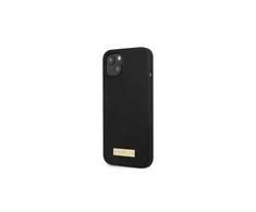 Apple iPhone 13 Guess Dėklas silikoninis Logo Plate MagSafe (GUHMP13MSPLK) juodos spalvos