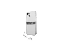 GUESS KIETAS DĖKLAS GUHCP13SKB4GGR IPHONE 13 MINI PILKAS DIRŽELĖ CHARM SKAIDRUS