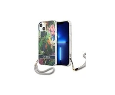 Apple iPhone 13 Mini Guess dėklas Flower Strap (GUHCP13SHFLSB) mėlynos spalvos