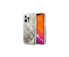 Guess Apple iPhone 13 Mini 5,4" dėklas Peony Liquid Glitter GUHCP13SLGPEGO aukso spalvos
