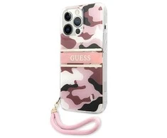 Guess GUHCP13SKCABPI iPhone 13 mini 5,4 colio rožinis/rožinis kietas dėklas Camo Strap Collection