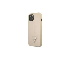Guess GUHCP13SPSATLE iPhone 13 mini 5,4 colio mažesnis/smėlio spalvos kietas dėklas SaffianoTriangle logotipas