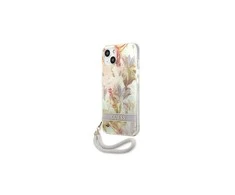 Apple iPhone 13 Mini Guess dėklas Flower Strap (GUHCP13SHFLSU) violetinės spalvos