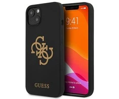 Apple iPhone 13 Mini Guess Hard dėklas Silicone 4G Logo (GUHCP13SLS4GGBK) juodos spalvos