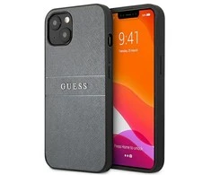 Dėklas Apple iPhone 13 Mini Guess Saffiano Strap (GUHCP13SPSASBGR) pilkos spalvos