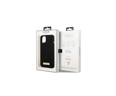 Guess GUHMP13SSPLK Apple iPhone 13 mini 5,4″ juodos spalvos kietas dėklas Silicone Logo Plate MagSafe